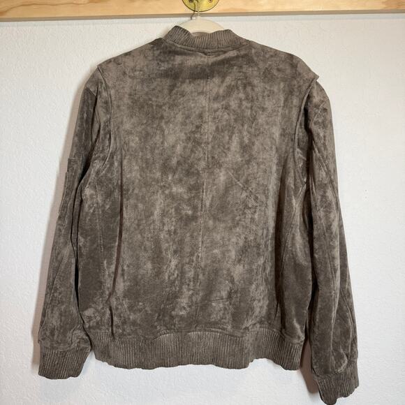 Women's Blank NYC Faux Suede Brown Zip Front Bomber Style Jacket Size Large - Picture 7 of 10